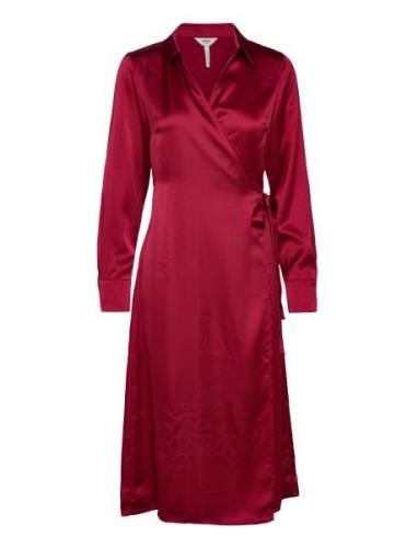 Objsateen Tania Ls Wrap Dress A Div Object Red
