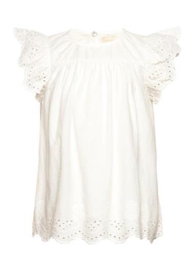 Top Ss Embroidery Creamie White