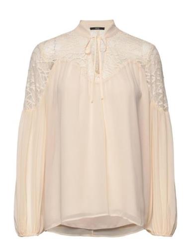 Chiffon Blouse With Lace Esprit Collection Cream