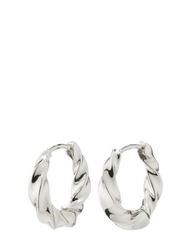 Taffy Recycled Medium Swirl Hoop Earrings Silver-Plated Pilgrim Silver