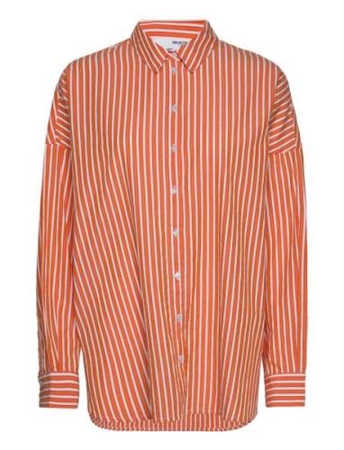 Slfemma-Sanni Ls Striped Shirt Noos Selected Femme Orange