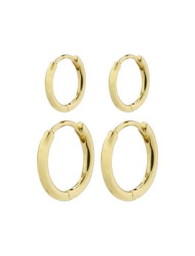 Ariella Huggie Hoop Earrings 2-In-1 Set Gold-Plated Pilgrim Gold