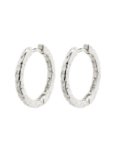 Elanor Rustic Texture Hoop Earrings Silver-Plated Pilgrim Silver