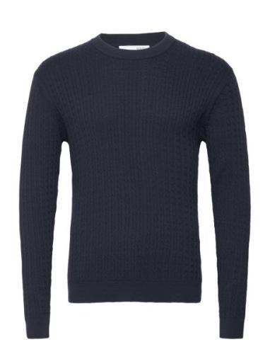 Slhmadden Ls Knit Cable Crew Neck B Selected Homme Navy