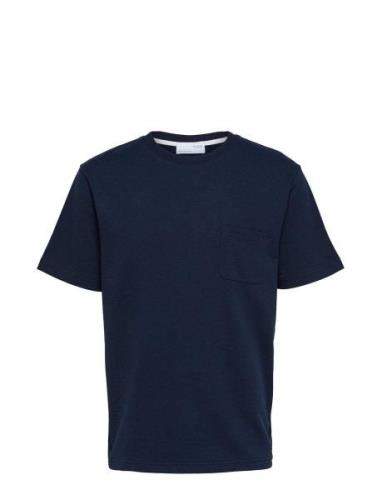 Slhrelaxsoon Pocket Ss O-Neck Tee W Selected Homme Navy