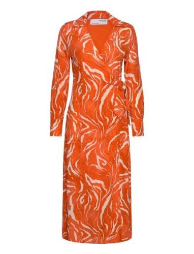 Slfsirine Ls Midi Wrap Dress B Selected Femme Orange
