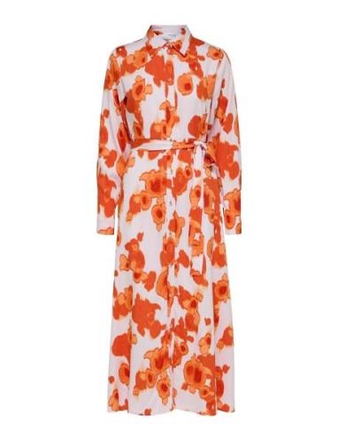 Slfnicolette Ls Ankle Shirt Dress B Selected Femme Orange