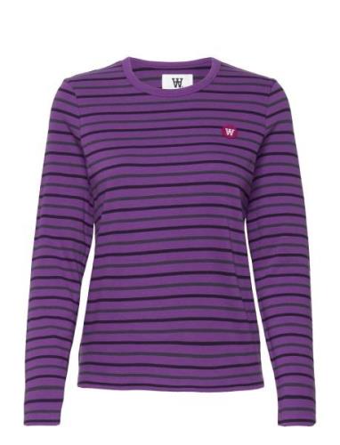 Moa Stripe Long Sleeve Gots Double A By Wood Wood Purple