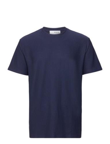 Slhrelax-Plisse Tee Ex Selected Homme Navy