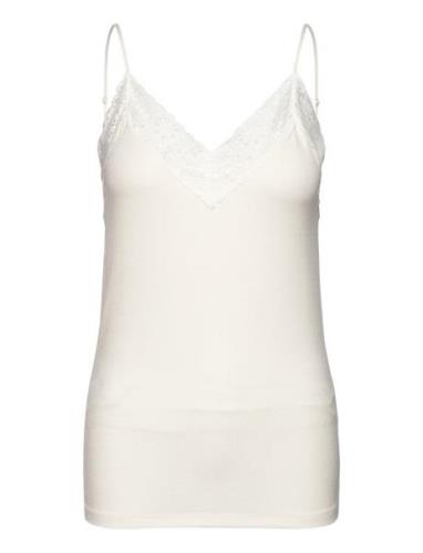 Slfmandy Rib Lace Singlet Noos Selected Femme White