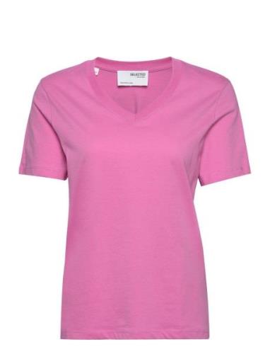 Slfessential Ss V-Neck Tee Noos Selected Femme Purple