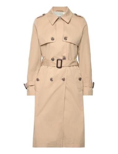 Double-Breasted Trench Coat With Belt Esprit Casual Beige