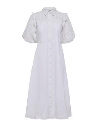 Slfviolette 2/4 Ankle Broderi Dress B Selected Femme White