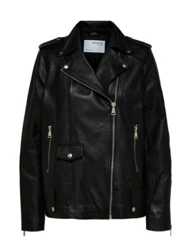Slfmadison Leather Jacket B Noos Selected Femme Black
