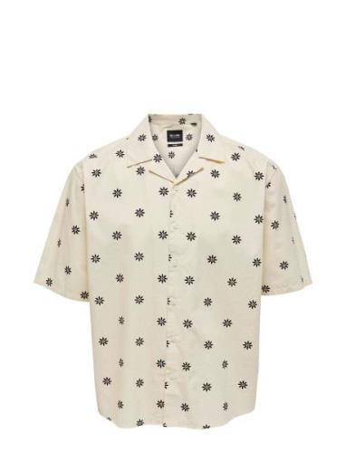 Onstie Rlx Washed Aop Ss Shirt ONLY & SONS Cream