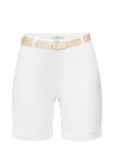 Shorts With Braided Raffia Belt Esprit Casual White