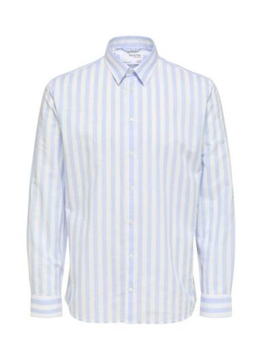 Slhregnew-Linen Shirt Ls Classic Selected Homme Blue