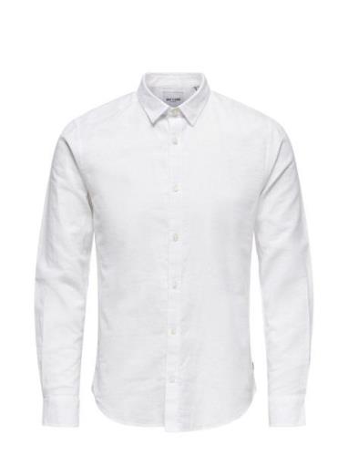 Onscaiden Ls Solid Linen Shirt Noos ONLY & SONS White