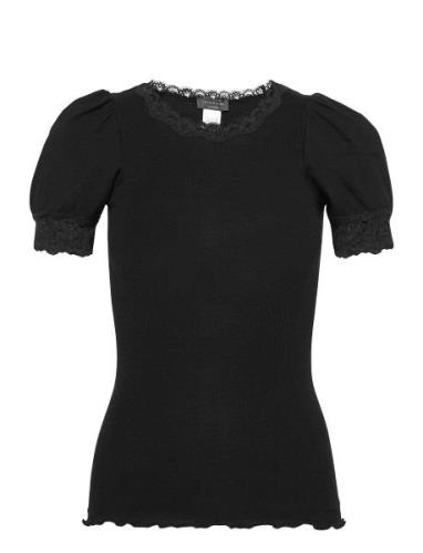 Organic T-Shirt W/ Lace Rosemunde Black