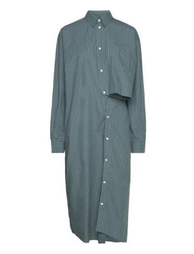 Jaden Poplin Stripe Dress Wood Wood Green