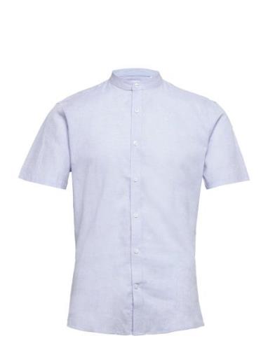 Mandarin Linen Blend Shirt S/S Lindbergh Blue