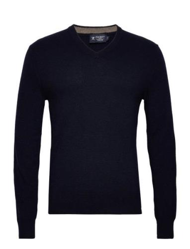 Merino Cash Mix V Nck Hackett London Navy