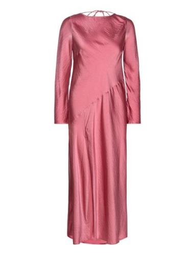 Side-Slit Satin Dress Mango Pink