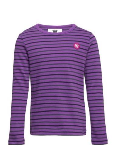 Kim Stripe Kids Long Sleeve Gots Wood Wood Purple