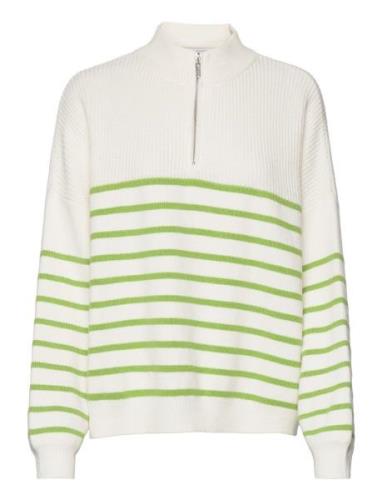 Striped Sweater With Zip Mango Green