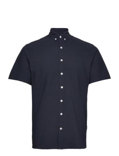 Johan Seersucker S/S Shirt Kronstadt Navy