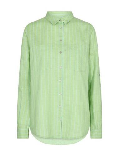 Kaia Stripe Linen Shirt MOS MOSH Green
