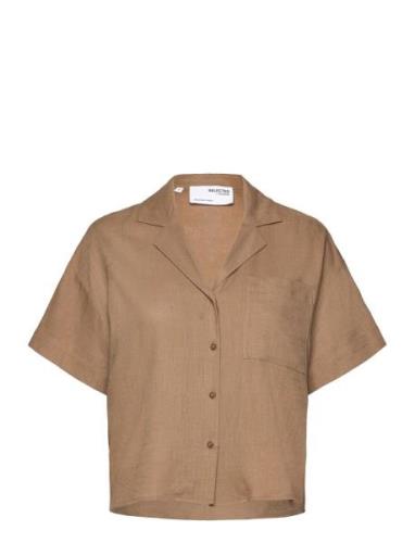 Slfeloisa Ss Cropped Shirt B Selected Femme Brown