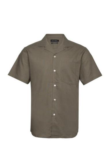 Bowling Cotton Linen Shirt S/S Clean Cut Copenhagen Khaki