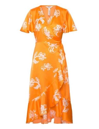 Objissy Papaya S/S Midi Wrap Dress 127 Object Orange