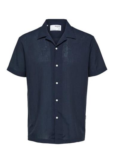 Slhregair Shirt Ss Mix G Camp Selected Homme Navy