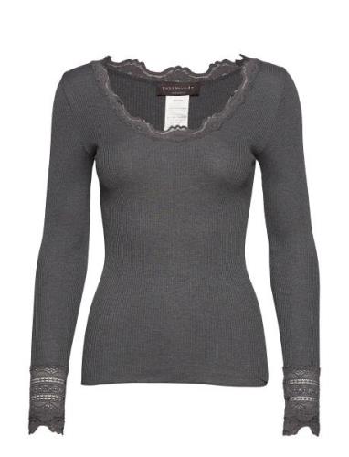 Silk T-Shirt W/ Lace Rosemunde Grey