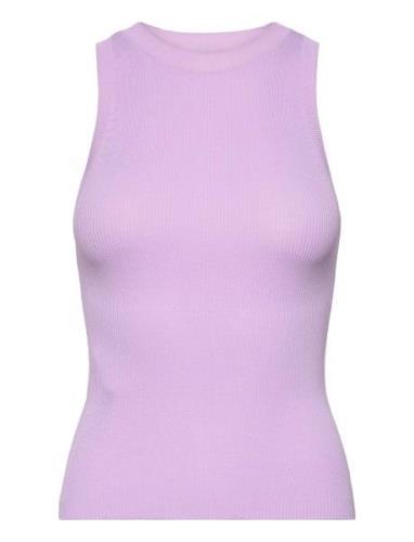 Knitted Top With Wide Straps Mango Purple