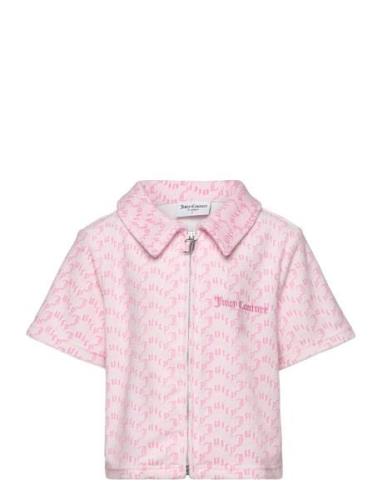 Mindy Monogram Towelling Short Sleeve Shirt Juicy Couture Pink