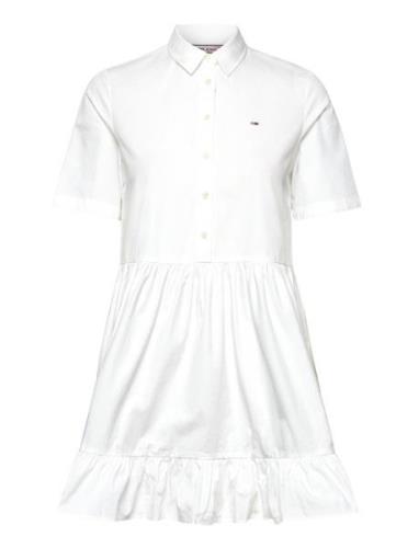 Tjw Poplin Tiered Ss Shirt Dress Tommy Jeans White