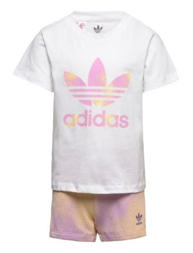 Graphic Logo Shorts And Tee Set Adidas Originals White