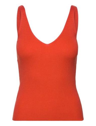 V-Neck Knitted Top Mango Red