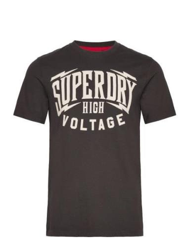 Retro Rock Graphic T Shirt Superdry Grey