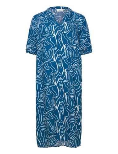 Cardes Allie S/S Calf Dress Aop ONLY Carmakoma Blue