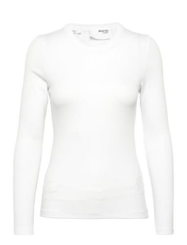 Slfdianna Ls O-Neck Top Noos Selected Femme White