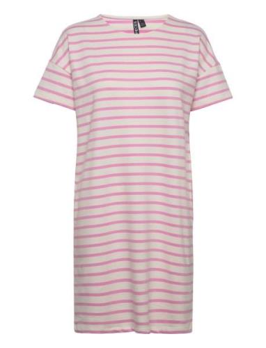 Pcbibbi Ss O-Neck Short Dress D2D Pieces Pink