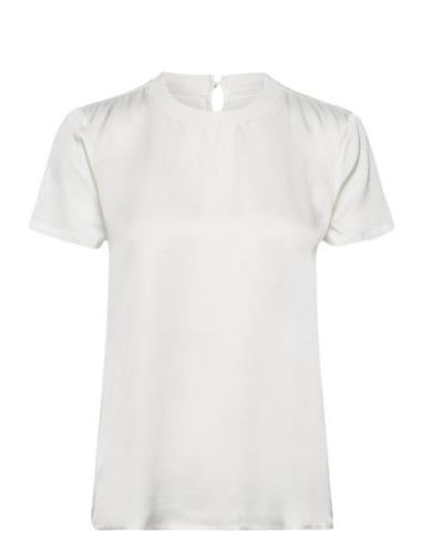 Short-Sleeve Satin Blouse Esprit Collection White