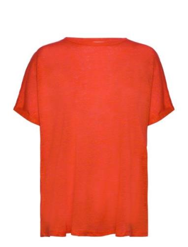 Over D Linen T-Shirt Mango Orange