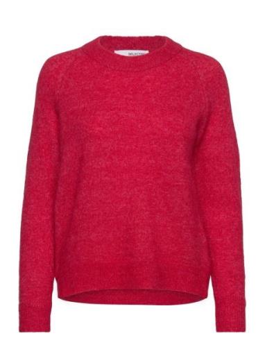 Slflulu Ls Knit O-Neck Noos Selected Femme Red