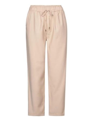 Flowy Straight-Fit Trousers With Bow Mango Beige