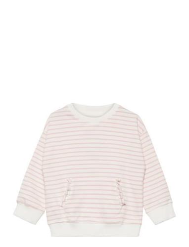 Striped Cotton-Blend Sweatshirt Mango Pink